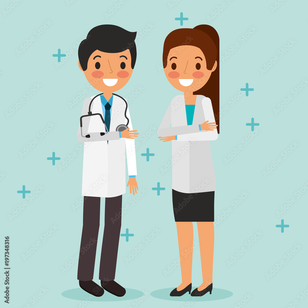medical people professional in the coat uniform stethoscope vector illustration