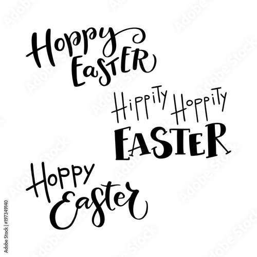Set of hand drawn lettering phrase Hoppy Easter