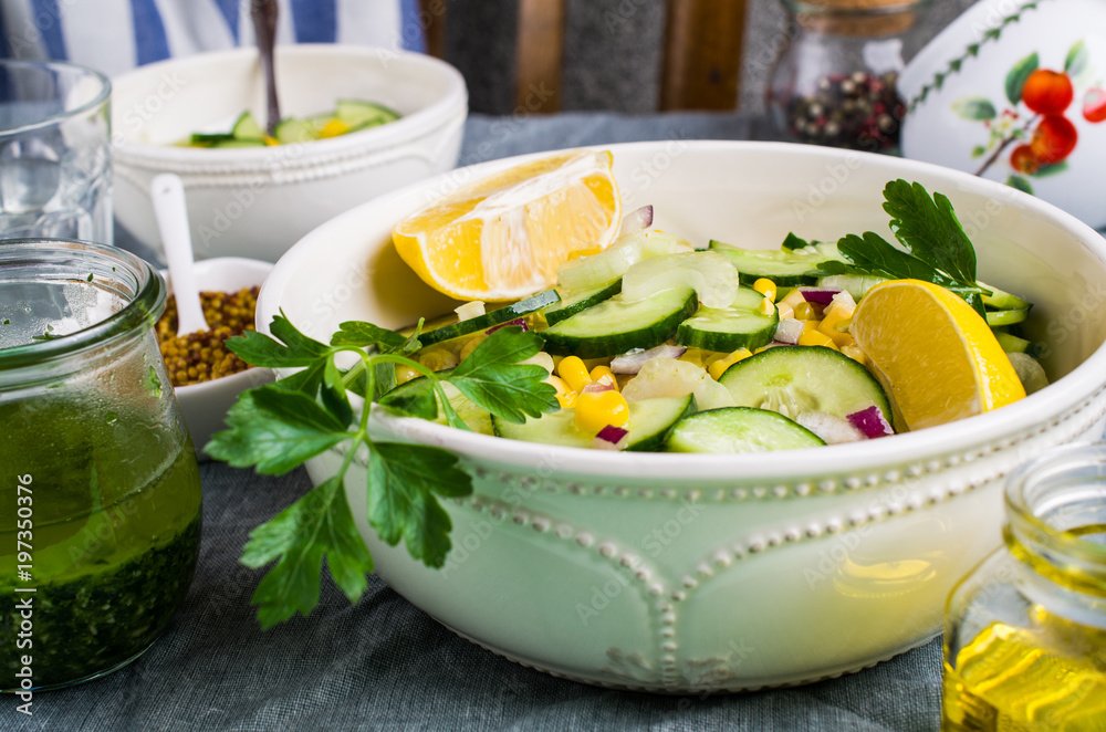 Salad with raw vegetables
