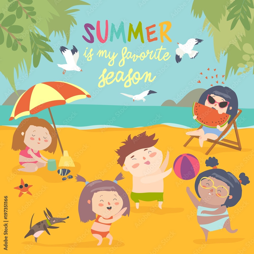 Summer childs outdoor activities. Beach holiday