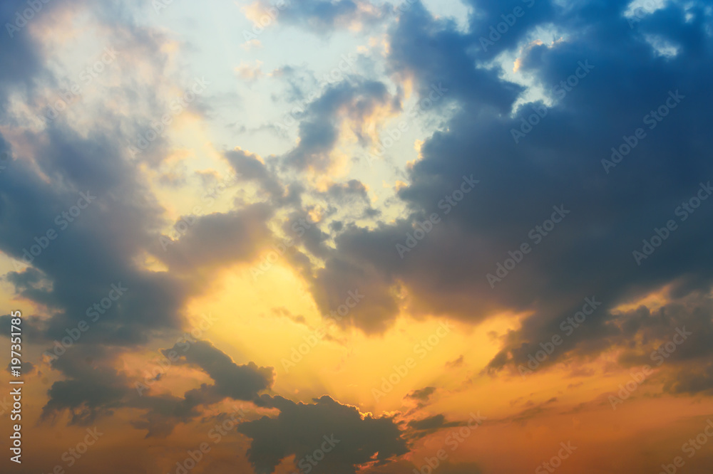 beautiful sky with soft-focus and over light in the background