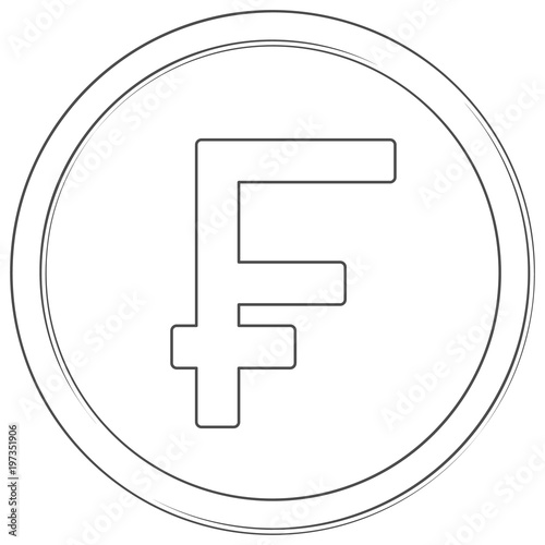 Vector franc swiss sign. Lineart icon. Thin line illustration on white background