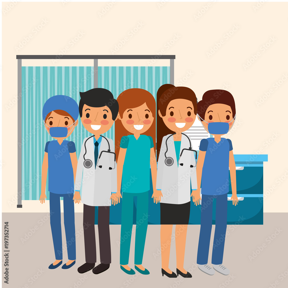 Obraz premium people team medical professional doctors nurse and surgeon staff vector illustration