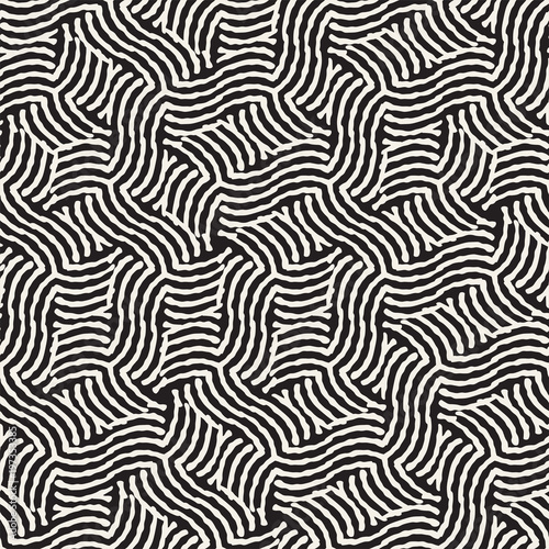 Hand drawn striped seamless pattern with brushstrokes tiling. Abstract freehand texture for print © Samolevsky
