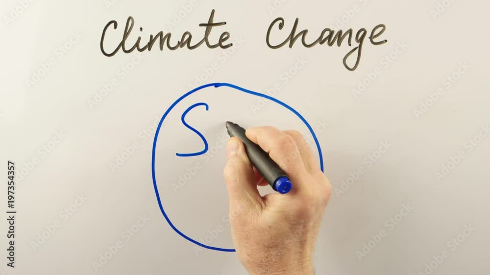 Man writes on the whiteboard the concept of climate change, methane