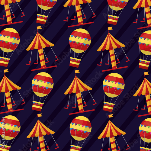 carnival carousel air balloon funny pattern vector illustration