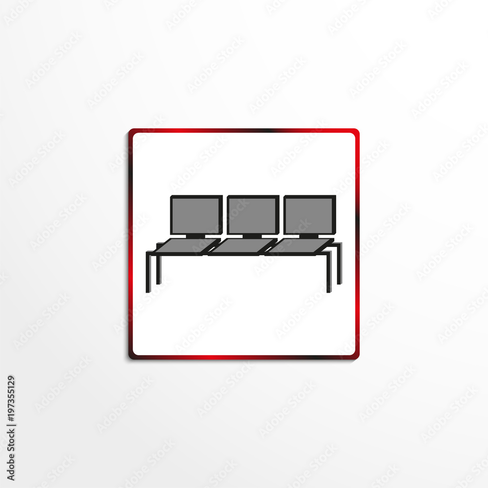 Office bench for visitors. Vector icon. Office bench for visitors. Vector icon.