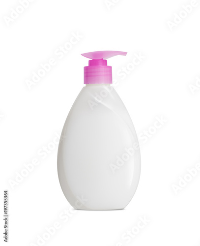 Plastic Bottle pomp with cosmetic liquid, soap or shampoo, gel