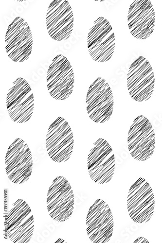 EASTER HAND DRAW HATCHING EGGS. HOLIDAY MONOCHROME TEXTURE. SEAMLESS VECTOR PATTERN