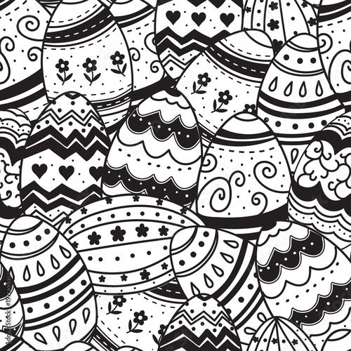 EASTER HAND DRAW PAINTED EGGS. HOLIDAY ORNAMENT TEXTURE. SEAMLESS VECTOR PATTERN