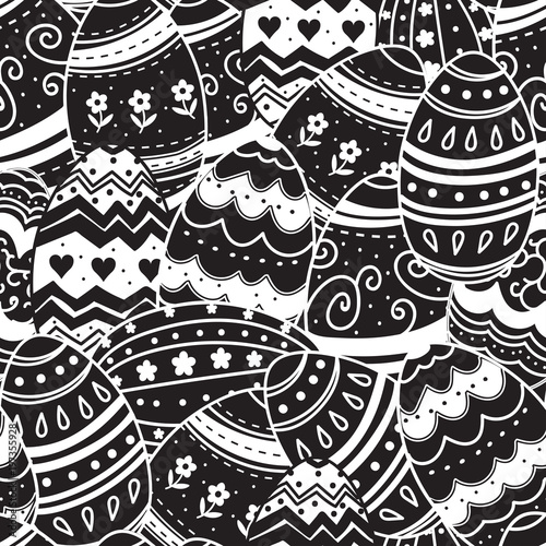 EASTER HAND DRAW PAINTED EGGS. HOLIDAY ORNAMENT TEXTURE. SEAMLESS VECTOR PATTERN