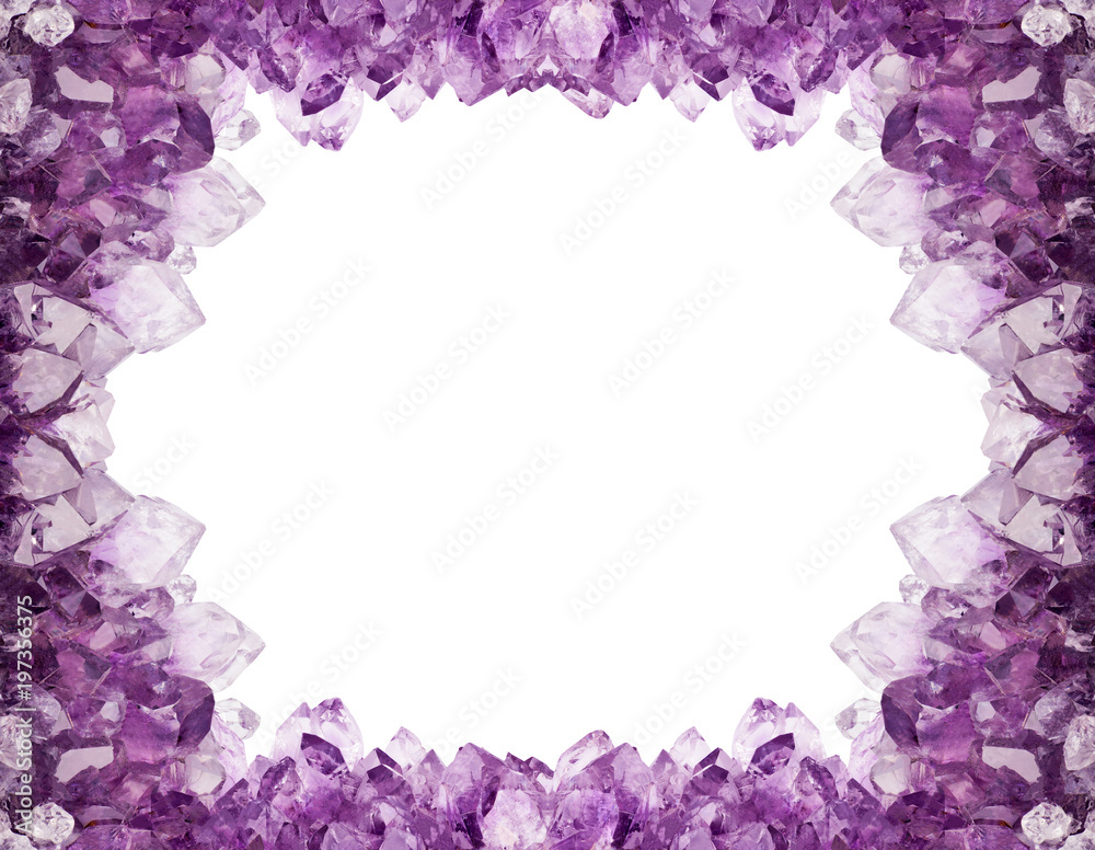 isolated light amethyst crystals frame Stock Photo | Adobe Stock