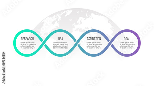 Business infographics. Timeline with 4 steps, options, loops. Vector template.