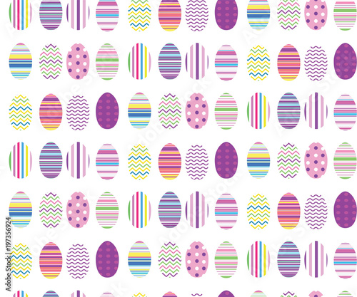 CUTE COLLECTION OF EASTER EGGS. COLORED SEAMLESS VECTOR PATTERN
