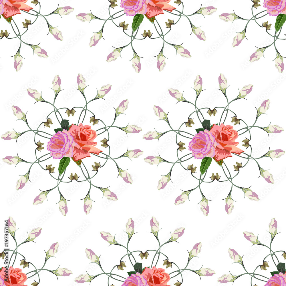 Seamless pattern with beautiful delicate roses . Flower background for textile, cover, wallpaper, gift packaging, printing.Romantic design for calico, silk.