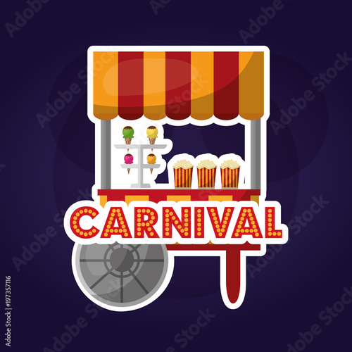 carnival fair festival booth pop corn and ice cream vector illustration