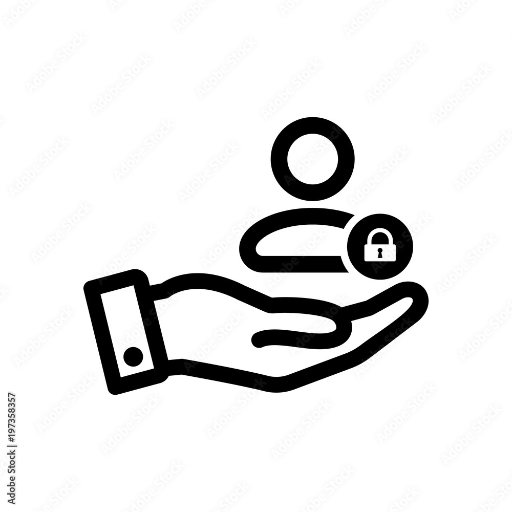Customer icon with padlock sign. Customer icon and security, protection, privacy symbol Customer icon with padlock sign. Customer icon and security, protection, privacy symbol