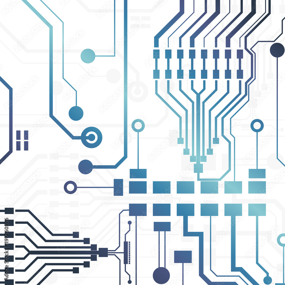 Fototapeta premium Vector circuit board illustration. Abstract technology. Microchip background. 