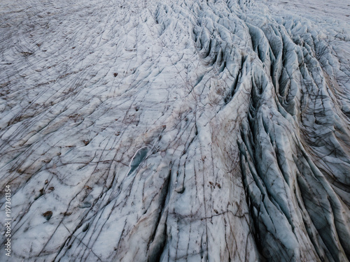 A glacier in Iceland photographed close up from a drone photo