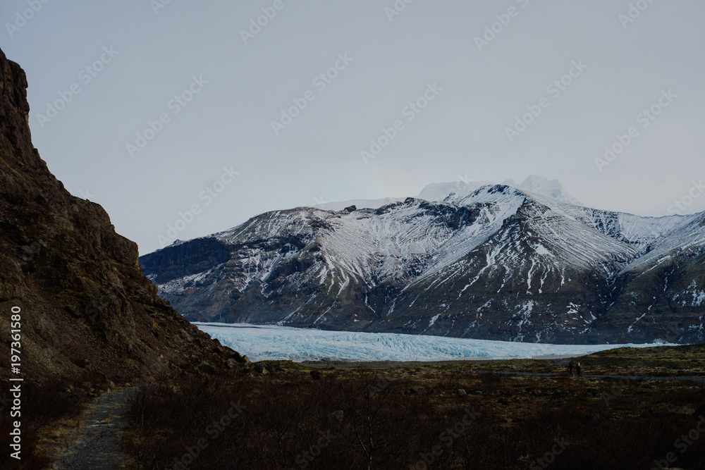 A glacier in Iceland between some mountains