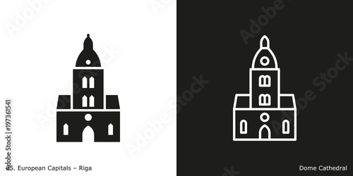 Dome Cathedral Icon.
Landmark building of Riga, the capital city of Latvia