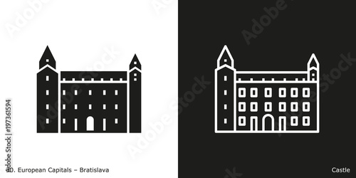 Bratislava Castle Icon.
Landmark building from the capital city of Slovakia