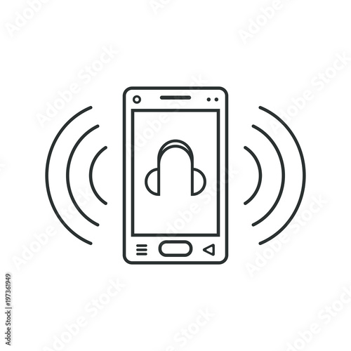 Mobile phone icon with a headphone sign