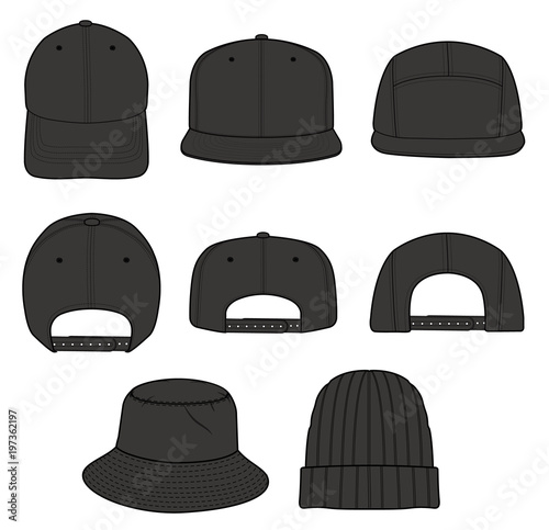 Hat Beanie CAP design fashion flat technical drawing template