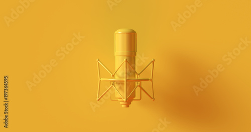 Yellow Vintage Microphone 3d illustration