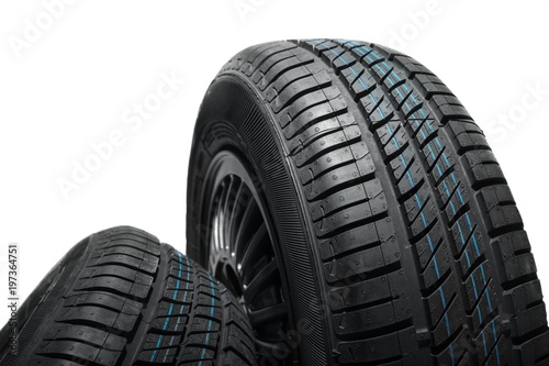 New and unused car tires against isolated background © Sved Oliver