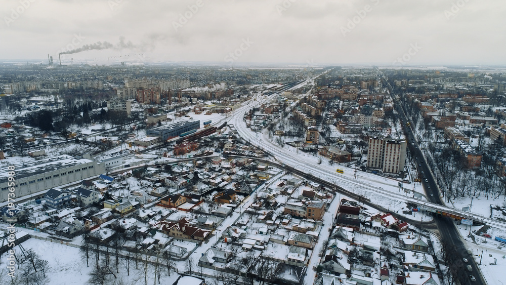 Winter provincial city aerial photography Winter provincial city aerial photography