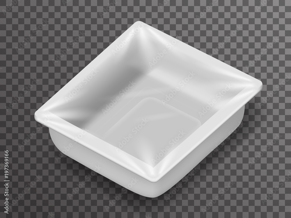 Isometric disposable food pack isolated 3d realistic shop package box with shadow mockup transparent background design vector illustration Isometric disposable food pack isolated 3d realistic shop package box with shadow mockup transparent background design vector illustration
