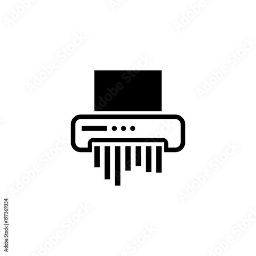 Paper Shredder. Flat Vector Icon. Simple black symbol on white background