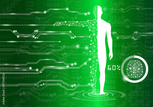 abstract background technology concept in green light,human body heal,technology modern medical science in future and global international medical with tests analysis clone DNA human