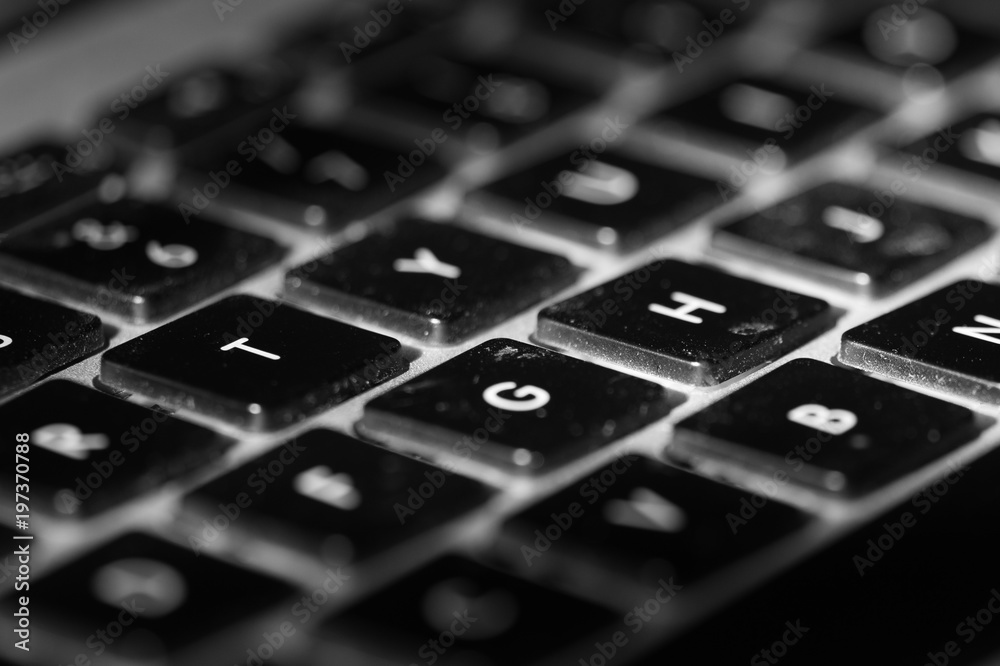 Detail of the keyboard keys of a laptop Detail of the keyboard keys of a laptop