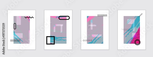Set of artistic abstract universal card templates
