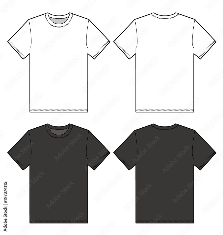 TEE Shirt top fashion flat technical drawing template	 - obrazy, fototapety, plakaty 