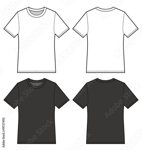 TEE Shirt top fashion flat technical drawing template	