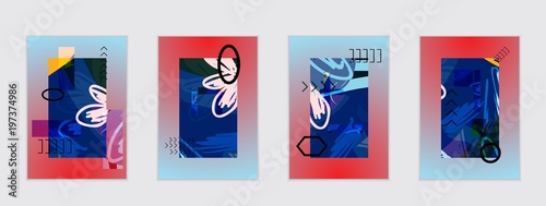 Set of artistic abstract universal card templates