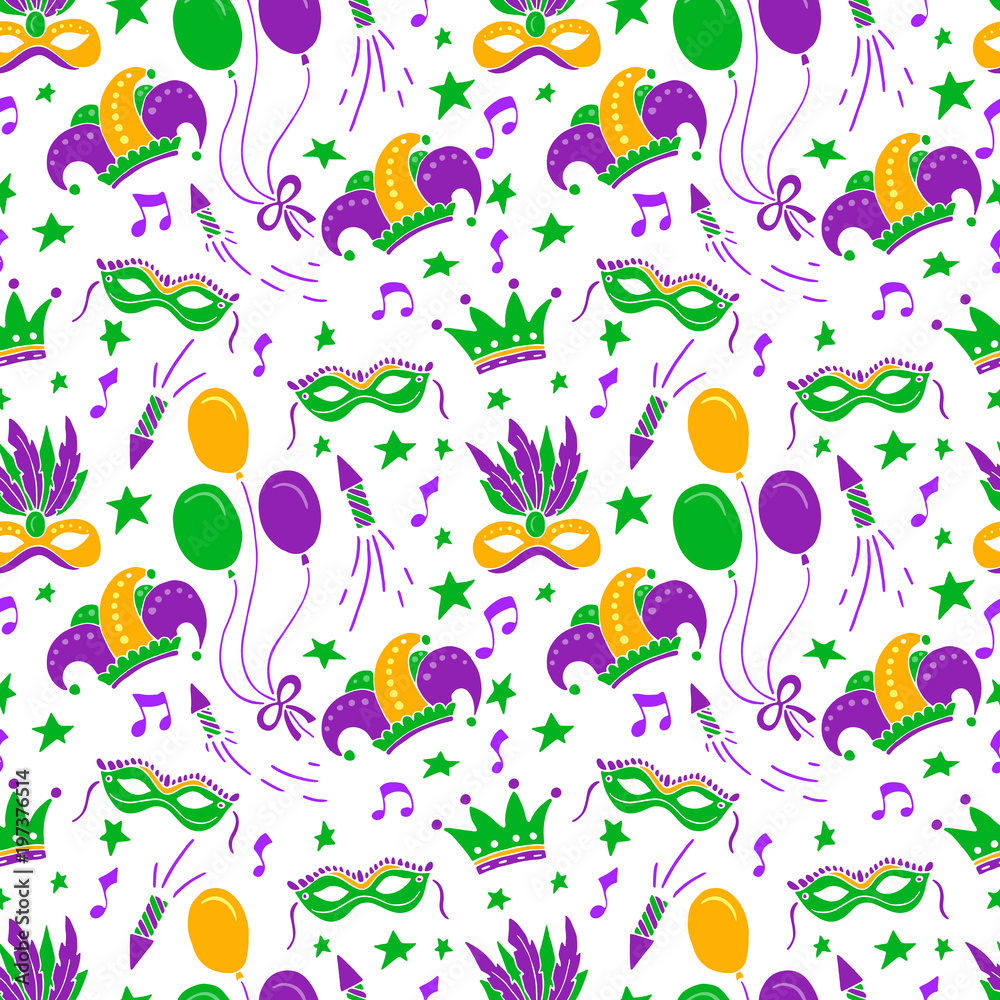 Mardi Gras seamless pattern