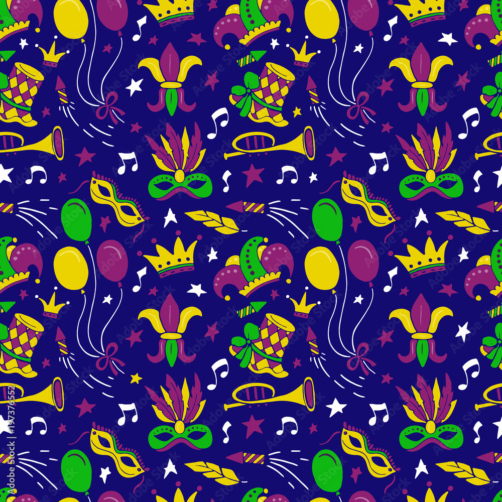 Mardi Gras seamless pattern