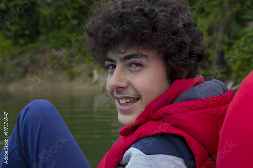 Happy boy is looking at camera in Turkey photo