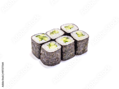 Japanese food: rolls with cucumber (kappa maki)