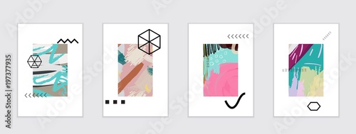 Set of artistic abstract universal card templates