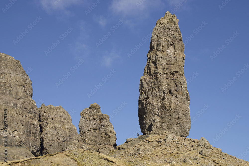 Person height compared to Old Man of Storr Person height compared to Old Man of Storr