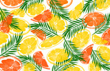 Oranges, lemons, tropical leaves