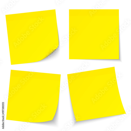 4 Yellow Stick Notes Set Color