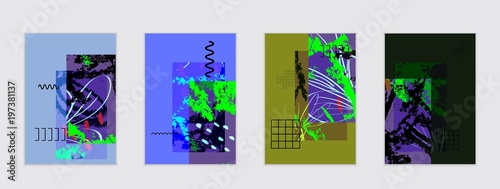 Set of artistic abstract universal card templates