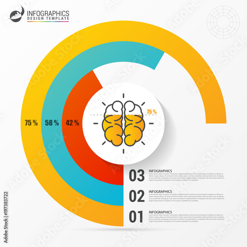 Pie chart. Circle with brain. Infographic design template