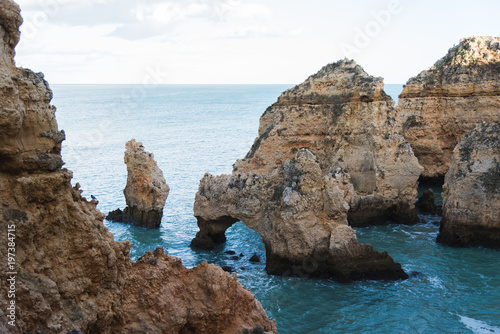 Sea Arch and Rugged Coastline in Lagos, Portugal